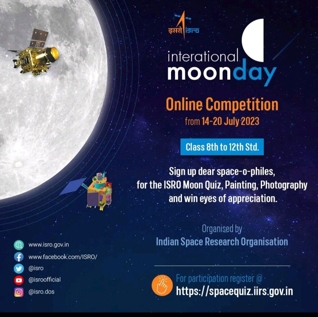 Online Competitions on International Moon Day by ISRO for Class 8 to 12 Students: Register by July 20